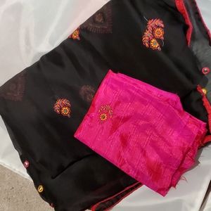 Black Indian saree with embroidery work